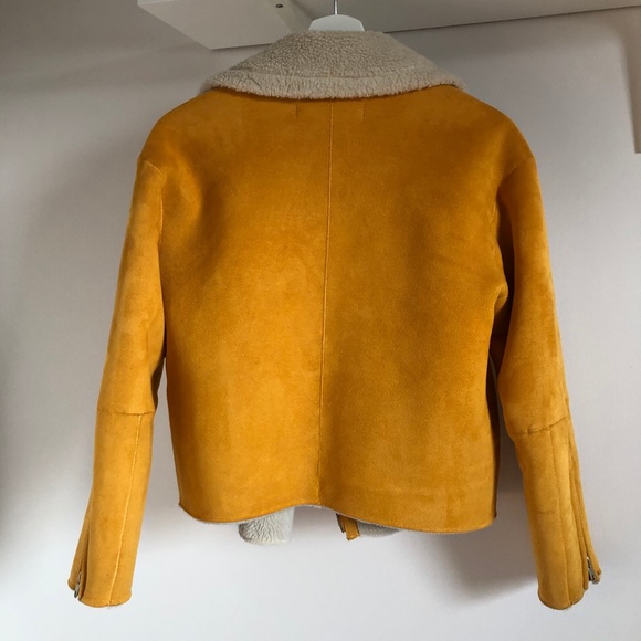 Zara Faux suede and shearling moto jacket - Picture 3 of 7